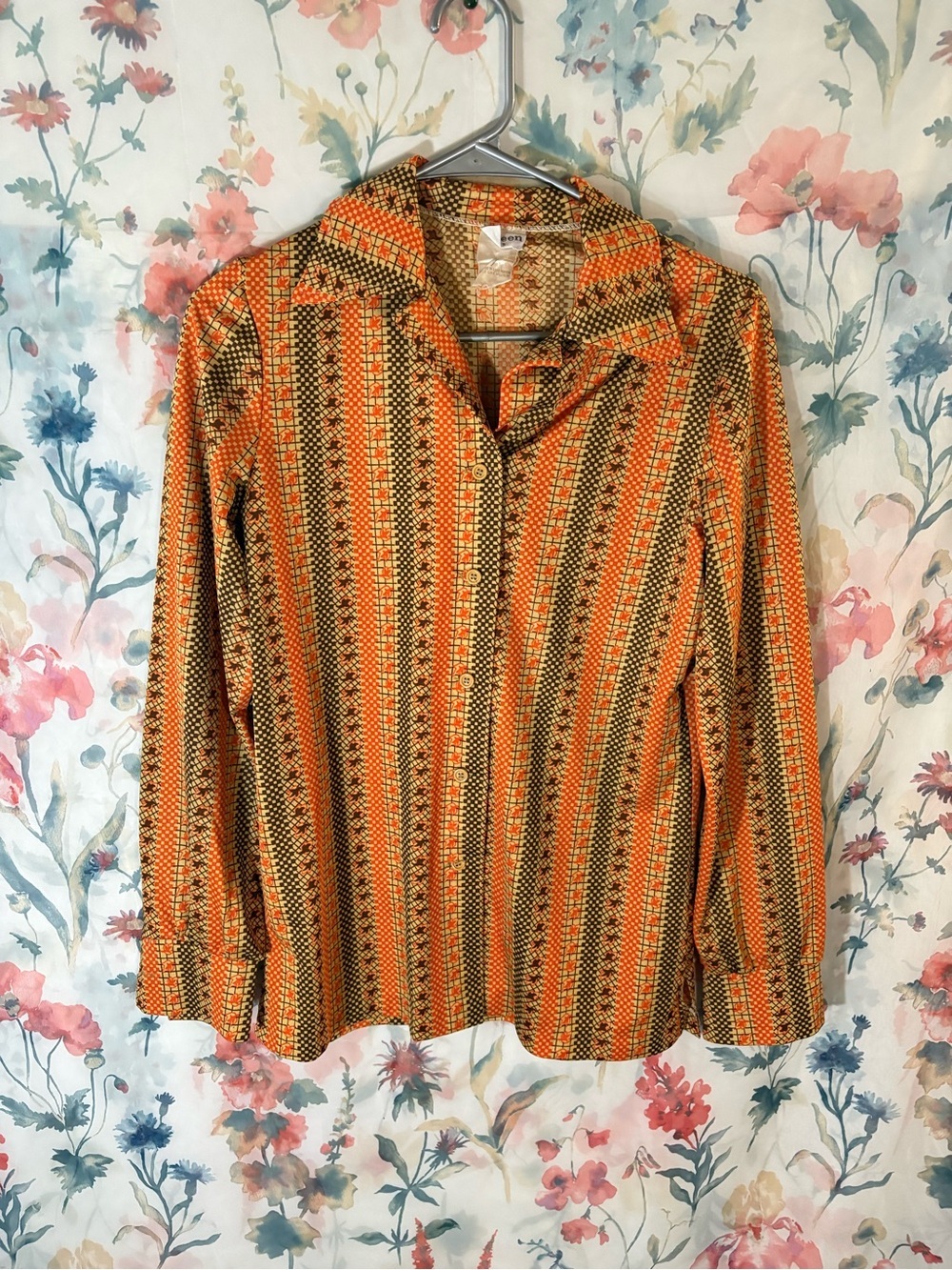 Retro Orange Striped Button-Down Shirt